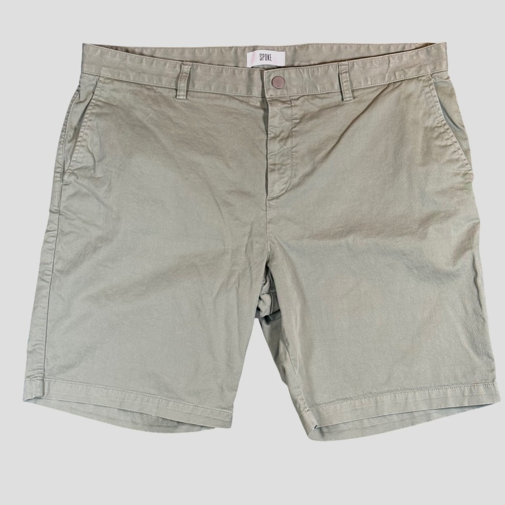 SPOKE Hero‎ Shorts Mens 40 Stone Green Chino Stretch Cotton Golf Summer Premium